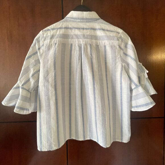 A Loves A Women's Button Down Blouse Striped Top Linen Shirt Size S - Picture 3 of 10